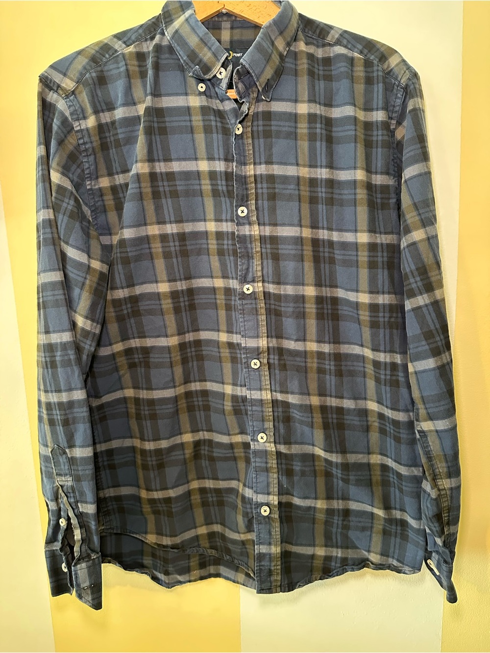 Men's Blue Plaid Button-Down Shirt